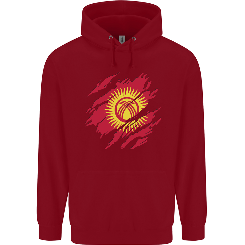 Torn  Kyrgyzstan Flag Kyrgyz Day Football Childrens Kids Hoodie Red