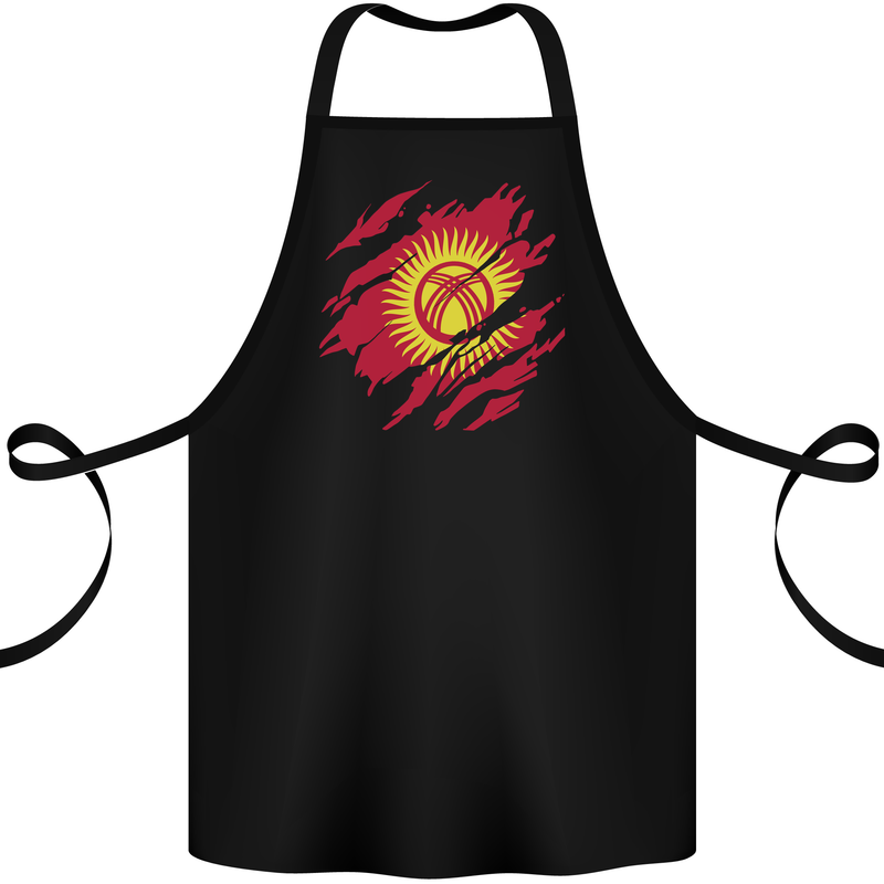Torn  Kyrgyzstan Flag Kyrgyz Day Football Cotton Apron 100% Organic Black