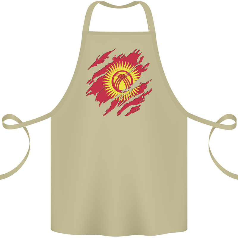 Torn  Kyrgyzstan Flag Kyrgyz Day Football Cotton Apron 100% Organic Khaki