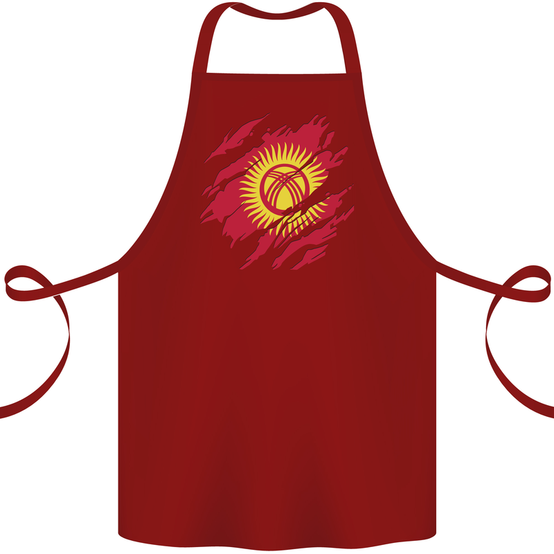 Torn  Kyrgyzstan Flag Kyrgyz Day Football Cotton Apron 100% Organic Maroon