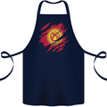 Torn  Kyrgyzstan Flag Kyrgyz Day Football Cotton Apron 100% Organic Navy Blue
