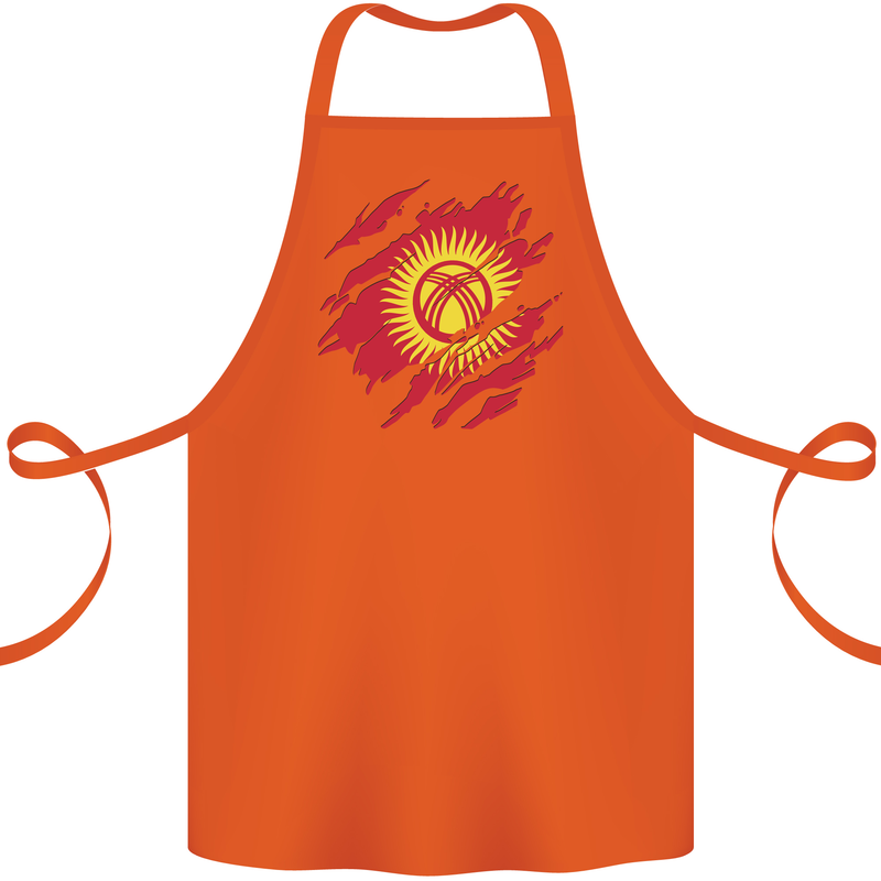 Torn  Kyrgyzstan Flag Kyrgyz Day Football Cotton Apron 100% Organic Orange