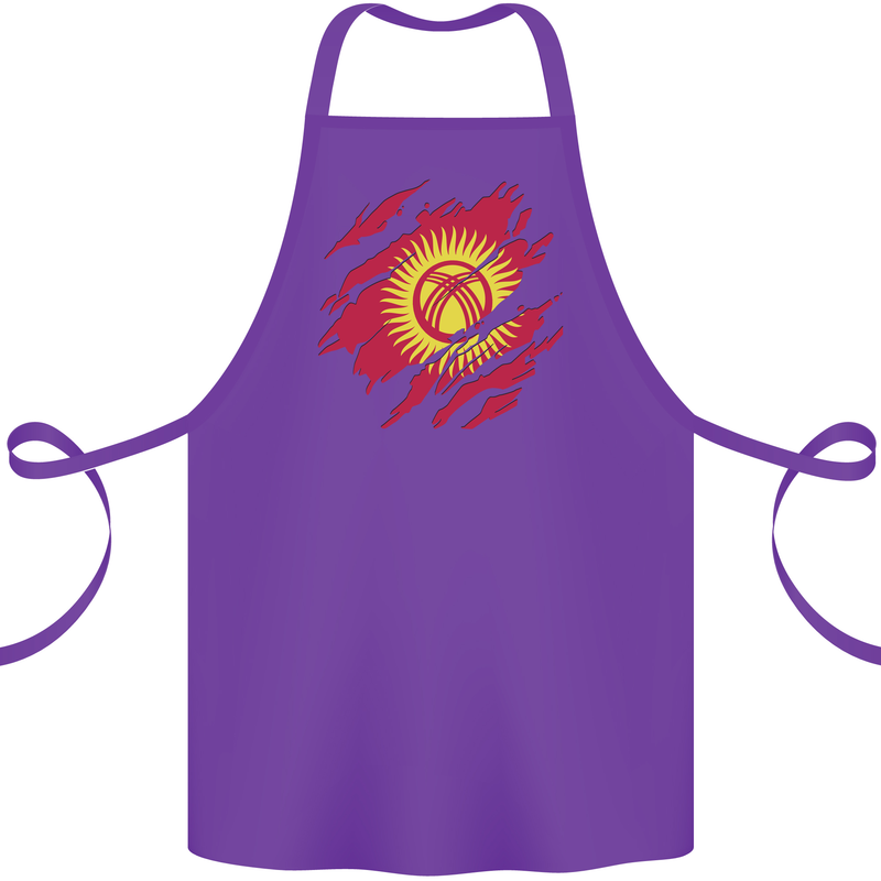 Torn  Kyrgyzstan Flag Kyrgyz Day Football Cotton Apron 100% Organic Purple