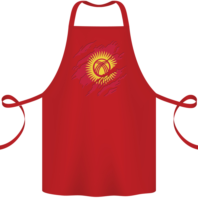Torn  Kyrgyzstan Flag Kyrgyz Day Football Cotton Apron 100% Organic Red
