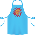 Torn  Kyrgyzstan Flag Kyrgyz Day Football Cotton Apron 100% Organic Turquoise