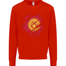 Torn  Kyrgyzstan Flag Kyrgyz Day Football Kids Sweatshirt Jumper Bright Red