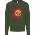 Torn  Kyrgyzstan Flag Kyrgyz Day Football Kids Sweatshirt Jumper Forest Green