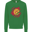 Torn  Kyrgyzstan Flag Kyrgyz Day Football Kids Sweatshirt Jumper Irish Green