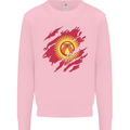 Torn  Kyrgyzstan Flag Kyrgyz Day Football Kids Sweatshirt Jumper Light Pink