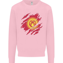 Torn  Kyrgyzstan Flag Kyrgyz Day Football Kids Sweatshirt Jumper Light Pink