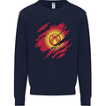 Torn  Kyrgyzstan Flag Kyrgyz Day Football Kids Sweatshirt Jumper Navy Blue