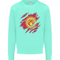 Torn  Kyrgyzstan Flag Kyrgyz Day Football Kids Sweatshirt Jumper Peppermint