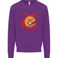 Torn  Kyrgyzstan Flag Kyrgyz Day Football Kids Sweatshirt Jumper Purple