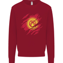 Torn  Kyrgyzstan Flag Kyrgyz Day Football Kids Sweatshirt Jumper Red