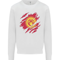Torn  Kyrgyzstan Flag Kyrgyz Day Football Kids Sweatshirt Jumper White