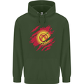 Torn  Kyrgyzstan Flag Kyrgyz Day Football Mens 80% Cotton Hoodie Forest Green