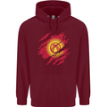 Torn  Kyrgyzstan Flag Kyrgyz Day Football Mens 80% Cotton Hoodie Maroon