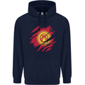 Torn  Kyrgyzstan Flag Kyrgyz Day Football Mens 80% Cotton Hoodie Navy Blue