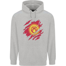 Torn  Kyrgyzstan Flag Kyrgyz Day Football Mens 80% Cotton Hoodie Sports Grey