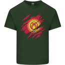 Torn  Kyrgyzstan Flag Kyrgyz Day Football Mens Cotton T-Shirt Tee Top Forest Green
