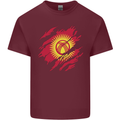 Torn  Kyrgyzstan Flag Kyrgyz Day Football Mens Cotton T-Shirt Tee Top Maroon