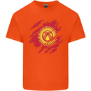 Torn  Kyrgyzstan Flag Kyrgyz Day Football Mens Cotton T-Shirt Tee Top Orange