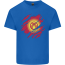 Torn  Kyrgyzstan Flag Kyrgyz Day Football Mens Cotton T-Shirt Tee Top Royal Blue