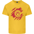 Torn  Kyrgyzstan Flag Kyrgyz Day Football Mens Cotton T-Shirt Tee Top Yellow