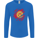 Torn  Kyrgyzstan Flag Kyrgyz Day Football Mens Long Sleeve T-Shirt Royal Blue