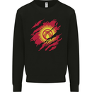 Torn  Kyrgyzstan Flag Kyrgyz Day Football Mens Sweatshirt Jumper Black