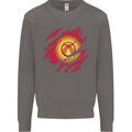 Torn  Kyrgyzstan Flag Kyrgyz Day Football Mens Sweatshirt Jumper Charcoal