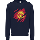 Torn  Kyrgyzstan Flag Kyrgyz Day Football Mens Sweatshirt Jumper Navy Blue