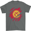 Torn  Kyrgyzstan Flag Kyrgyz Day Football Mens T-Shirt 100% Cotton Charcoal