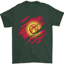 Torn  Kyrgyzstan Flag Kyrgyz Day Football Mens T-Shirt 100% Cotton Forest Green