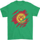 Torn  Kyrgyzstan Flag Kyrgyz Day Football Mens T-Shirt 100% Cotton Irish Green