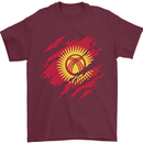 Torn  Kyrgyzstan Flag Kyrgyz Day Football Mens T-Shirt 100% Cotton Maroon