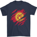 Torn  Kyrgyzstan Flag Kyrgyz Day Football Mens T-Shirt 100% Cotton Navy Blue