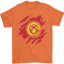 Torn  Kyrgyzstan Flag Kyrgyz Day Football Mens T-Shirt 100% Cotton Orange