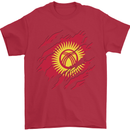 Torn  Kyrgyzstan Flag Kyrgyz Day Football Mens T-Shirt 100% Cotton Red