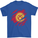 Torn  Kyrgyzstan Flag Kyrgyz Day Football Mens T-Shirt 100% Cotton Royal Blue