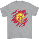 Torn  Kyrgyzstan Flag Kyrgyz Day Football Mens T-Shirt 100% Cotton Sports Grey