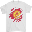Torn  Kyrgyzstan Flag Kyrgyz Day Football Mens T-Shirt 100% Cotton White