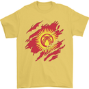 Torn  Kyrgyzstan Flag Kyrgyz Day Football Mens T-Shirt 100% Cotton Yellow