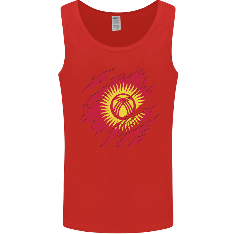 Torn  Kyrgyzstan Flag Kyrgyz Day Football Mens Vest Tank Top Red
