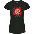 Torn  Kyrgyzstan Flag Kyrgyz Day Football Womens Petite Cut T-Shirt Black