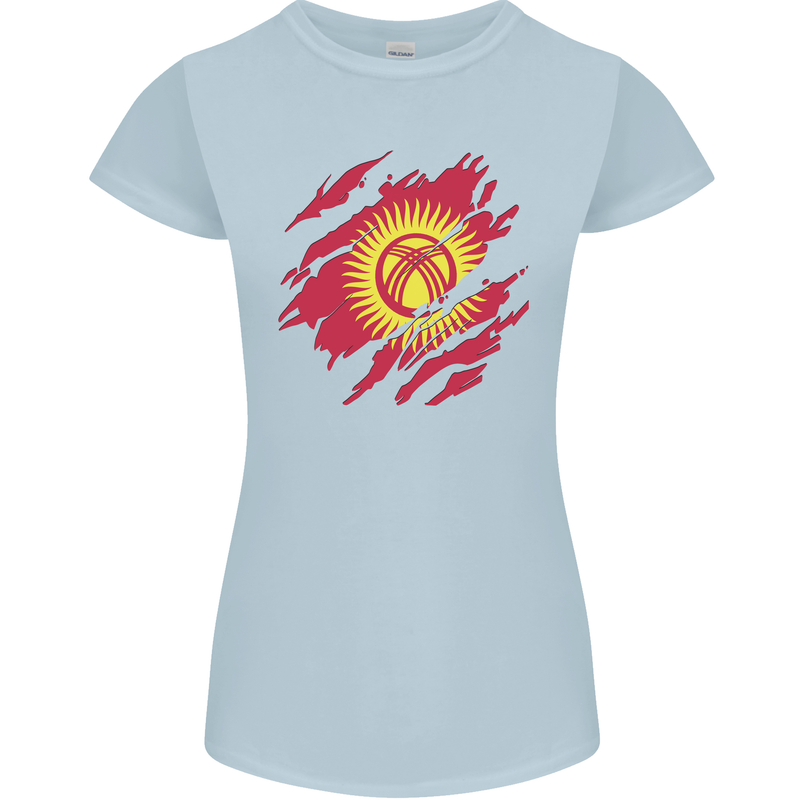 Torn  Kyrgyzstan Flag Kyrgyz Day Football Womens Petite Cut T-Shirt Light Blue