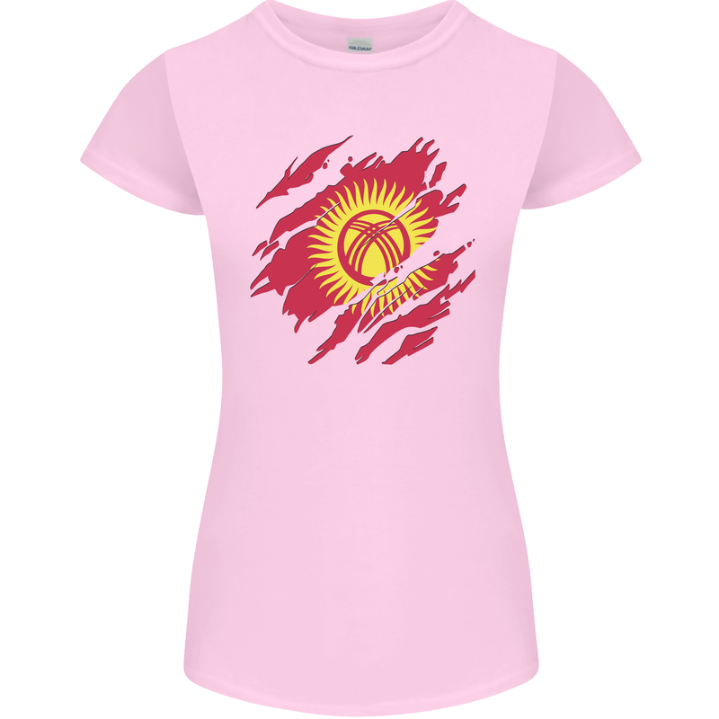 Torn  Kyrgyzstan Flag Kyrgyz Day Football Womens Petite Cut T-Shirt Light Pink