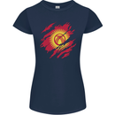 Torn  Kyrgyzstan Flag Kyrgyz Day Football Womens Petite Cut T-Shirt Navy Blue