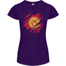 Torn  Kyrgyzstan Flag Kyrgyz Day Football Womens Petite Cut T-Shirt Purple