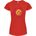 Torn  Kyrgyzstan Flag Kyrgyz Day Football Womens Petite Cut T-Shirt Red